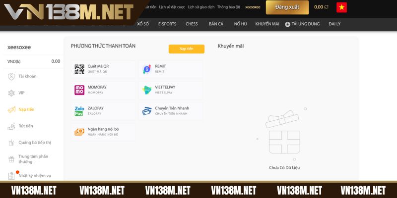Nạp tiền vào tài khoản VN138